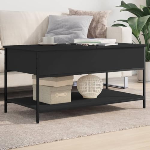 Lauuoeriau Home & Garden,Furniture-Coffee Table Black 100x50x50cm Engineered Wood and Metal von Lauuoeriau