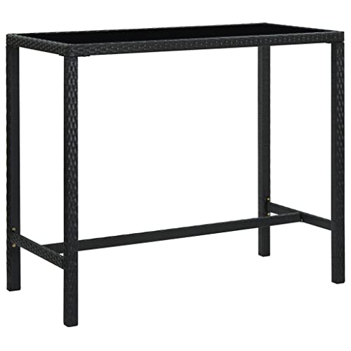 Lauuoeriau Home & Garden,Furniture-Garden Bartisch Schwarz 130x60x110cm Polyrattan und Glas Lauuoeriau Home & Garden,Furniture-Garden Bartisch Schwarz 130x60x110cm Polyrattan und Glas von Lauuoeriau