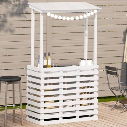 Lauuoeriau Home & Garden,Furniture-Outdoor Bartisch mit Dach Weiß 112,5x57x195,5cm Massivholz Lauuoeriau Home & Garden,Furniture-Outdoor Bartisch mit Dach Weiß 112,5x57x195,5cm Massivholz von Lauuoeriau