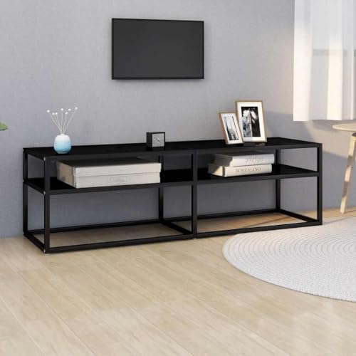 Lauuoeriau Home & Garden,Furniture-TV Cabinet Black 140x40x40.5cm Tempered Glass von Lauuoeriau