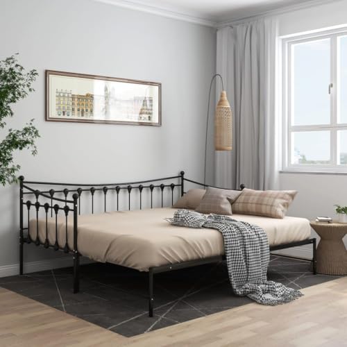 Lauuoeriau Home & Garden,Möbel Ausziehbares Schlafsofa Bettgestell ohne Matratze Schwarz Metall 90x200cm Lauuoeriau Home & Garden,Möbel Ausziehbares Schlafsofa Bettgestell ohne Matratze Schwarz Metall 90x200cm von Lauuoeriau
