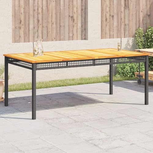 Lauuoeriau Home & Garden,Möbel-Gartentisch schwarz 180x90x75cm Polyrattan Akazienholz von Lauuoeriau
