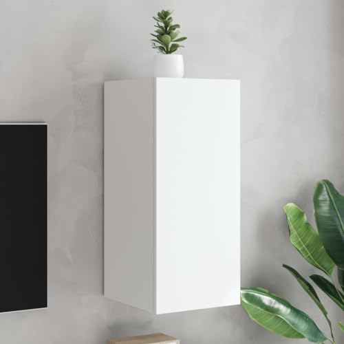 Lauuoeriau Home & Garden,Möbel-TV Wandschrank mit LED-Leuchten Weiß 30,5 x 35 x 70 cm von Lauuoeriau