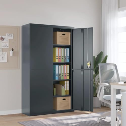 Lauuoeriau Home & Garden Möbel-Aktenschrank Anthrazit 105x40x180 cm Stahl von Lauuoeriau