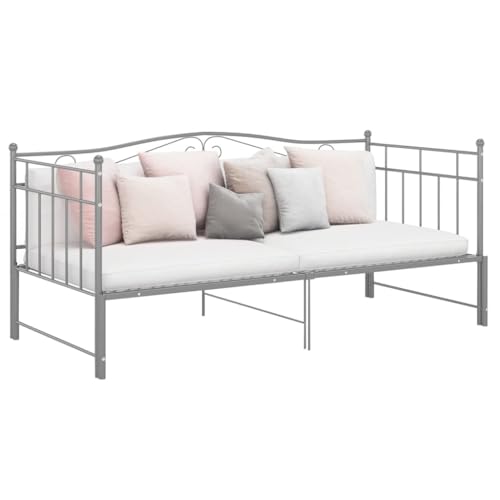 Lauuoeriau Home & Garden Möbel Ausziehbares Schlafsofa Bettgestell ohne Matratze Grau Metall 90x200 cm Lauuoeriau Home & Garden Möbel Ausziehbares Schlafsofa Bettgestell ohne Matratze Grau Metall 90x200 cm von Lauuoeriau