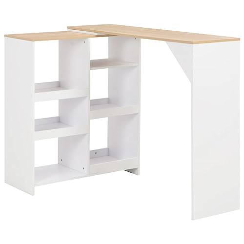 Lauuoeriau Home & Garden Möbel-Bar-Tisch mit beweglichem Regal, weiß, 138 x 39 x 110 cm Lauuoeriau Home & Garden Möbel-Bar-Tisch mit beweglichem Regal, weiß, 138 x 39 x 110 cm von Lauuoeriau