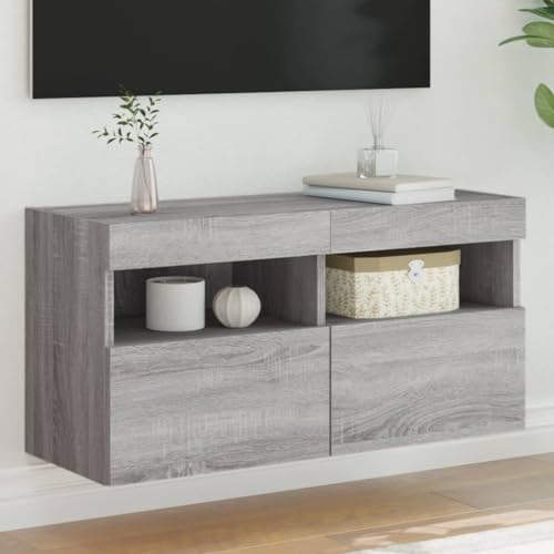Lauuoeriau Home & Garden Möbel-TV-Wandschrank mit LED-Leuchten Grau Sonoma 80x30x40cm von Lauuoeriau