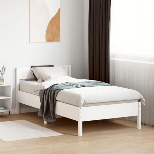 Lauuoeriau Home & Garden Möbelbett Bettgestell ohne Matratze weiß 75x190 cm kleines Einzelbett Massivholz Kiefer von Lauuoeriau