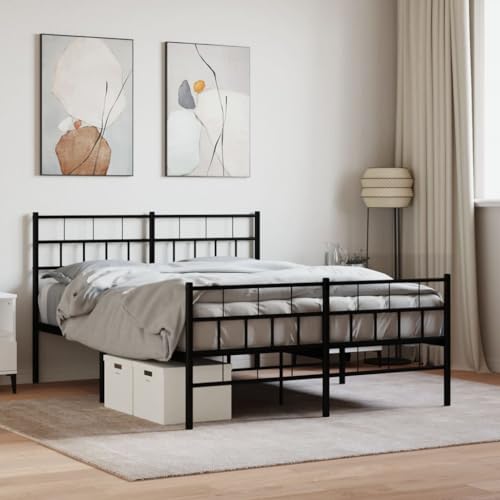 Lauuoeriau Möbelelement Haus Metallbett ohne Matratze mit Fußstütze schwarz 140 x 190 cm - Möbel Lauuoeriau Möbelelement Haus Metallbett ohne Matratze mit Fußstütze schwarz 140 x 190 cm - Möbel von Lauuoeriau