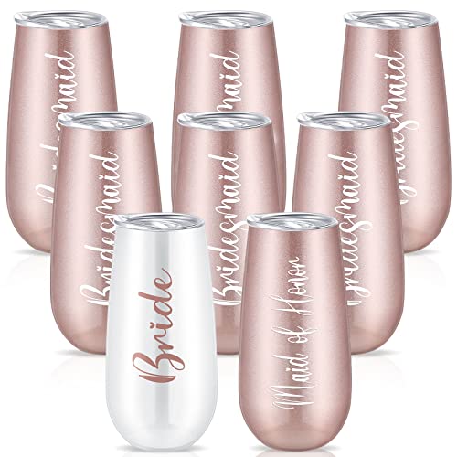 Brautjungfern-Becher, 8 Stück, inkl. Braut-Sektflöte, Trauzeugin, Weingläser, Brautbecher, 170 ml, Edelstahl, Brautjungfernantrag, Geschenke für Verlobung, Junggesellinnenabschied, Partyzubehör Brautjungfern-Becher, 8 Stück, inkl. Braut-Sektflöte, Trauzeugin, Weingläser, Brautbecher, 170 ml, Edelstahl, Brautjungfernantrag, Geschenke für Verlobung, Junggesellinnenabschied, Partyzubehör von Lauwell
