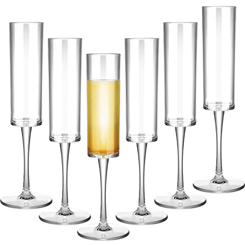 Lauwell Set mit 6 Kunststoff-Acryl-Kristall-Sektgläsern, mundgeblasen, klassische Weingläser für Hochzeit, Party, Jahrestag, Weihnachten, Toasting, 170 ml von Lauwell
