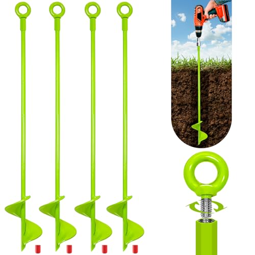 4 Stück 46cm Trampolin Erdanker,Schwerlast Bodenanker Erdanker,Trampolin Befestigung Boden,Bodenanker Set für Zelte,Vordächer,Schuppen,Schaukeln,Adapter Nicht inbegriffen von Lauyeboho