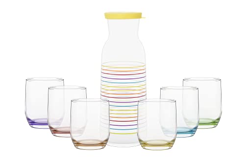 Trinkgläser Set 7 teilig, 6 Gläser + 1 Flasche mit Deckel, Gläser Set, Karaffe mit Deckel, kleine Gläser von Lav