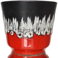 Bay Übertopf Aus Keramik in Rot & Schwarz Mit Weißer Lava-Glasur, Modell 43/16 von LavaHaus