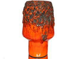 Große Otto Vase in Orange Mit Krustiger Fat Lava Glasur, 1960Er Jahre von LavaHaus