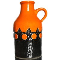 Jasba Keramik Vase in Orange & Schwarz von LavaHaus