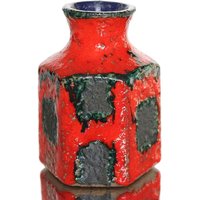 Rote Marei Keramikvase, Schwarze Fat Lava Glasur, Modell 1102 von LavaHaus