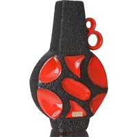 Rote Roth Banjo Vase Mit Schwarzem Fat Lava Dekor, Modell 313 von LavaHaus