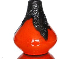 Roth Keramik Vase in Orange Mit Schwarzer Fat Lava Glasur von LavaHaus