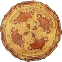 Rundes Hölzernes Florentiner Tablett - Handbemalt von LavaHaus