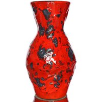 Scheurich Keramik Vase in Rot & Grau, Modell 523-21 - West German Pottery von LavaHaus