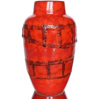 Scheurich Keramik Vase in Rot & Schwarz, Modell 549-21, West German Pottery von LavaHaus