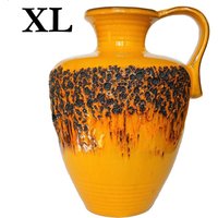 xxl Keramik Bodenvase 35 cm Mit Schwarzer Fat Lava, Kreutz, Modell 205 von LavaHaus