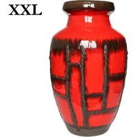 xxl Rote Ruscha Bodenvase Mit Schwarzer Fat Lava Glasur, Costa Design, Modell 341 von LavaHaus