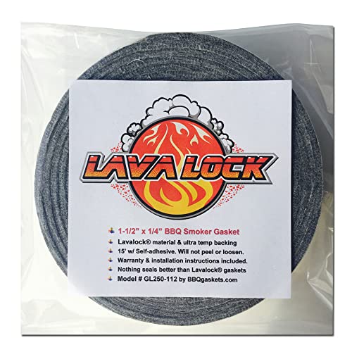 Graue Lavalock-Dichtung für hohe Temperaturen, BBQ, Smoker-Grill, selbstklebend, 3,8 x 0,6 x 3,8 cm (1,5 Zoll breit) von LavaLock