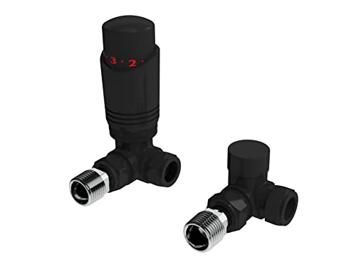 LavaTap Schwarzes Thermostat-Heizkörperventil, abgewinkelte Ecke oder gerade, mattschwarz, Heizkörper-TRV-Thermostatventile (Ecke) (BK-TRV301A) von LavaTap