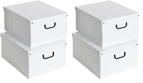 KANGURU Aufbewahrungsboxen aus Karton, Geschenkboxen aus pappe mit deckel 40x50x25cm WEISS WEISS GROSS, 2 Stück (2er Pack), BIG von Lavatelli