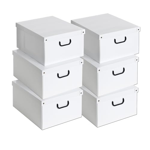 Lavatelli Set of 6 Cardboard Wardrobe Boxes for Clothes and Linen for Changing Seasons and Children's Bedrooms Gift Box Organizer Storage Large White 40 x 50 x 25 cm, Weiss von Lavatelli