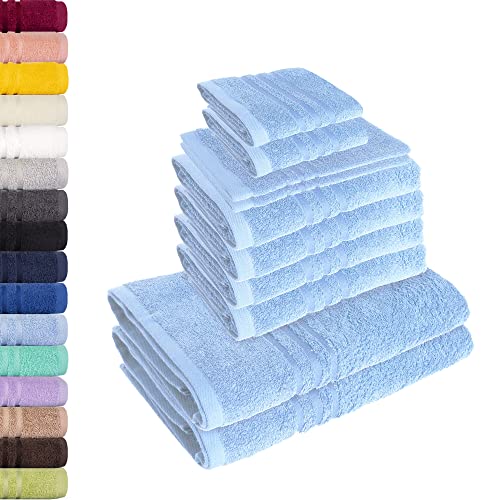 Lavea 10-teiliges Handtuchset Elena - Delphinblau, 4 x Handtuch, 2 x Duschtuch, 2 x Gästetuch, 2 x Waschhandschuh, 100% Baumwolle von Lavea