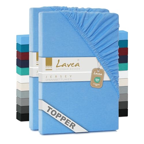 2er Set Lavea Topper Spannbettlaken - Spannbetttuch Jersey Topper Serie Maya, 200x220cm - Himmelblau, 100% Baumwolle, hochwertige Verarbeitung, mit Gummizug 2er Set Lavea Topper Spannbettlaken - Spannbetttuch Jersey Topper Serie Maya, 200x220cm - Himmelblau, 100% Baumwolle, hochwertige Verarbeitung, mit Gummizug von Lavea