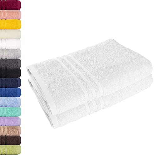 Lavea 2er Set Saunatuch 80x200 cm – Hochwertige, Saugstarke Saunatücher aus 100% Baumwolle, Frottierserie Elena – Waschbar und Strapazierfähig - Weiß von Lavea