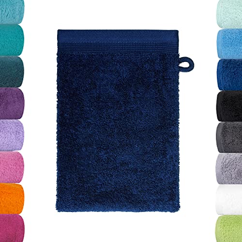 Lavea 6er Set Waschlappen, 6 x Waschhandschuh, Navyblau, 16 x 22 cm Premium Frotteeserie Bali | GOTS Zertifiziert, 100% Bio Baumwolle von Lavea