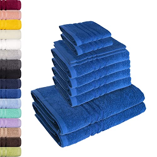 Lavea 10-teiliges Handtuchset Elena - Royalblau, 4 x Handtuch, 2 x Duschtuch, 2 x Gästetuch, 2 x Waschhandschuh, 100% Baumwolle von Lavea