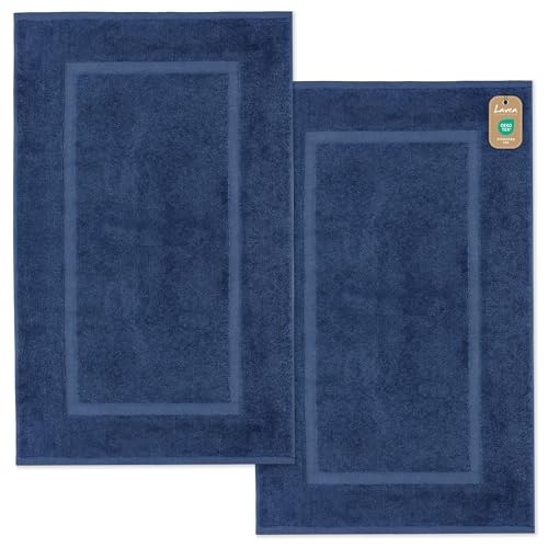 Lavea 2er Set Badematte 50x80 cm – rutschfeste, Waschbare Badematten aus 100% Baumwolle, Frottierserie Elena – Saugstark, Strapazierfähig und Zeitlos – Ideal für Badezimmer, Dusche - Navy Lavea 2er Set Badematte 50x80 cm – rutschfeste, Waschbare Badematten aus 100% Baumwolle, Frottierserie Elena – Saugstark, Strapazierfähig und Zeitlos – Ideal für Badezimmer, Dusche - Navy von Lavea