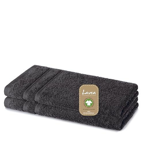 Lavea 2er Set Gästetücher, Anthrazit, 30 x 50 cm Premium Frotteeserie Bali | GOTS Zertifiziert, 100% Bio Baumwolle Lavea 2er Set Gästetücher, Anthrazit, 30 x 50 cm Premium Frotteeserie Bali | GOTS Zertifiziert, 100% Bio Baumwolle von Lavea