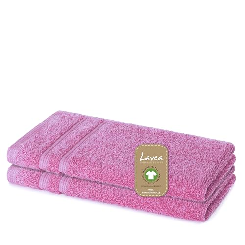 Lavea 2er Set Gästetücher, Koralle, 30 x 50 cm Premium Frotteeserie Bali | GOTS Zertifiziert, 100% Bio Baumwolle von Lavea