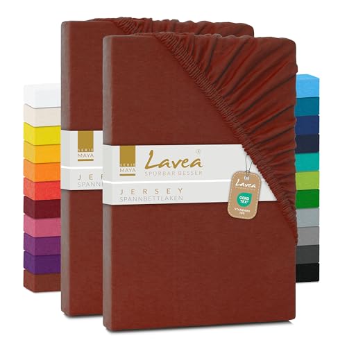 2er Set Spannbettlaken - Serie Maya Doppelpack Spannbetttuch für Matratzen bis 40cm - 200x220cm für Boxspring- und Wasserbetten, Kastanie, 100% Baumwolle, hochwertige Verarbeitung, mit Gummizug 2er Set Spannbettlaken - Serie Maya Doppelpack Spannbetttuch für Matratzen bis 40cm - 200x220cm für Boxspring- und Wasserbetten, Kastanie, 100% Baumwolle, hochwertige Verarbeitung, mit Gummizug von Lavea