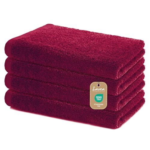Lavea 4er Set Handtücher 40x70 cm - Weiche & saugstarke Gästetücher aus 100% Baumwolle – Oeko-TEX 100 Zertifiziert – Waschbar bei 60 Grad – Ideal für Bad, Gäste-WC, Sport & Fitness - Bordeaux Lavea 4er Set Handtücher 40x70 cm - Weiche & saugstarke Gästetücher aus 100% Baumwolle – Oeko-TEX 100 Zertifiziert – Waschbar bei 60 Grad – Ideal für Bad, Gäste-WC, Sport & Fitness - Bordeaux von Lavea