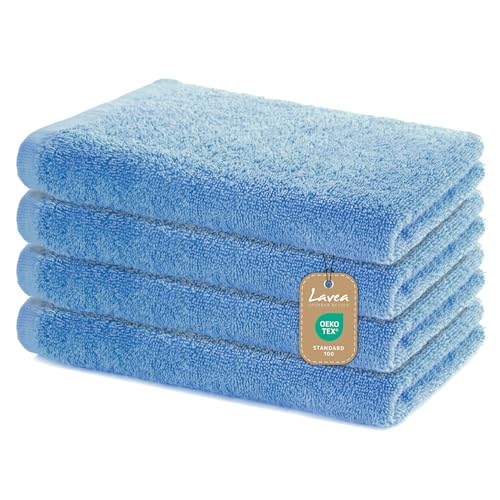 Lavea 4er Set Handtücher 40x70 cm - Weiche & saugstarke Gästetücher aus 100% Baumwolle – Oeko-TEX 100 Zertifiziert – Waschbar bei 60 Grad – Ideal für Bad, Gäste-WC, Sport & Fitness - Delphinblau Lavea 4er Set Handtücher 40x70 cm - Weiche & saugstarke Gästetücher aus 100% Baumwolle – Oeko-TEX 100 Zertifiziert – Waschbar bei 60 Grad – Ideal für Bad, Gäste-WC, Sport & Fitness - Delphinblau von Lavea