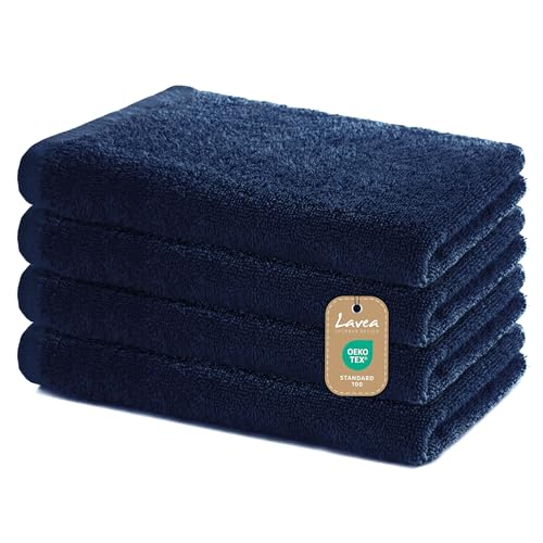 Lavea 4er Set Handtücher 40x70 cm - Weiche & saugstarke Gästetücher aus 100% Baumwolle – Oeko-TEX 100 Zertifiziert – Waschbar bei 60 Grad – Ideal für Bad, Gäste-WC, Sport & Fitness - Navy Lavea 4er Set Handtücher 40x70 cm - Weiche & saugstarke Gästetücher aus 100% Baumwolle – Oeko-TEX 100 Zertifiziert – Waschbar bei 60 Grad – Ideal für Bad, Gäste-WC, Sport & Fitness - Navy von Lavea
