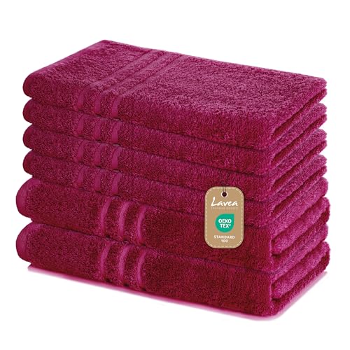 Lavea 6-teiliges Handtuchset aus 100% Baumwolle – Bordeaux, 4 Handtücher 50x100 cm & 2 Duschtücher 70x140 cm – Weich, saugstark & Oeko-TEX Zertifiziert – Flauschiges Badehandtuch Set für Bad & Gäste Lavea 6-teiliges Handtuchset aus 100% Baumwolle – Bordeaux, 4 Handtücher 50x100 cm & 2 Duschtücher 70x140 cm – Weich, saugstark & Oeko-TEX Zertifiziert – Flauschiges Badehandtuch Set für Bad & Gäste von Lavea