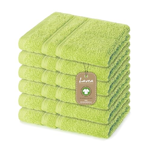 Lavea 6er Set Seiflappen, 6 x Seiftuch, Apfelgrün, 30 x 30 cm Premium Frotteeserie Bali | GOTS Zertifiziert, 100% Bio Baumwolle von Lavea