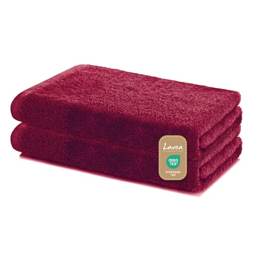 Lavea Duschtücher 2er Set 60x120 cm – Weiche & saugstarke Handtücher aus 100% Baumwolle – Bordeaux – Oeko-TEX 100 Zertifiziert – mit Aufhängeschlaufen – Waschbar bei 60 Grad – Wellness Badetücher Lavea Duschtücher 2er Set 60x120 cm – Weiche & saugstarke Handtücher aus 100% Baumwolle – Bordeaux – Oeko-TEX 100 Zertifiziert – mit Aufhängeschlaufen – Waschbar bei 60 Grad – Wellness Badetücher von Lavea