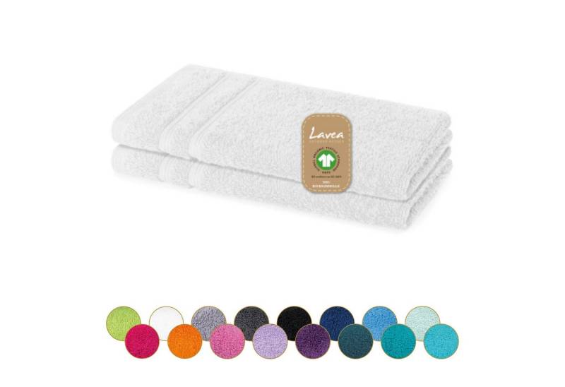 Lavea Gästehandtuch Bali Gästetücher 30x50 cm, Weiches Bio-Baumwollfrottee (Set, 2-St), pflegeleicht, GOTS-zertifiziert, extra saugstark mit 500g/m² von Lavea