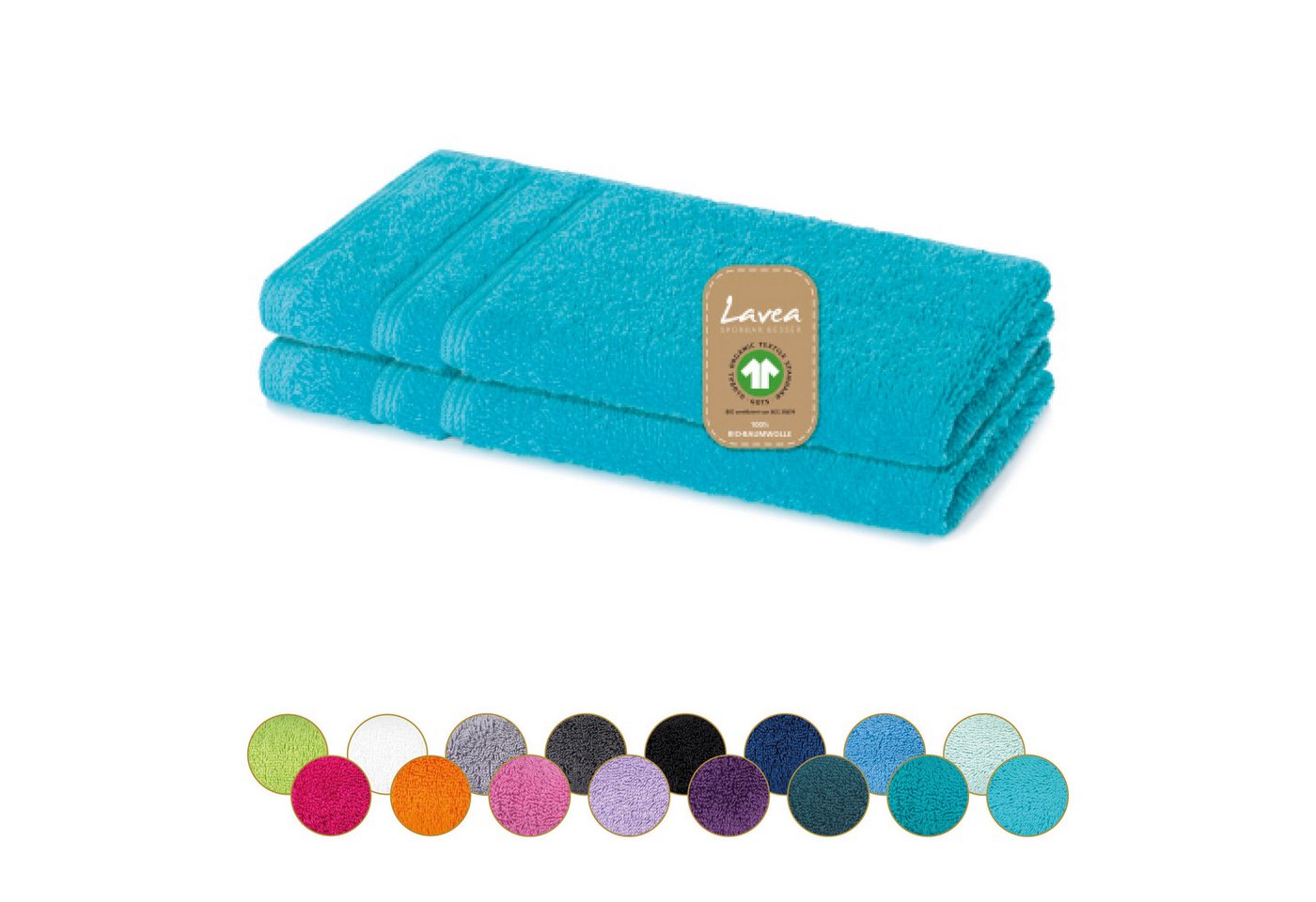 Lavea Gästehandtuch Bali Gästetücher 30x50 cm, Weiches Bio-Baumwollfrottee (Set, 2-St), pflegeleicht, GOTS-zertifiziert, extra saugstark mit 500g/m² von Lavea