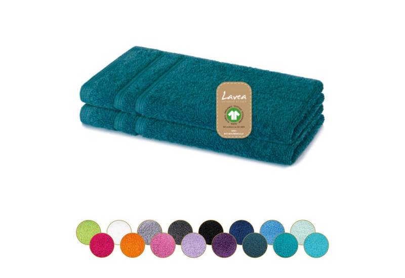 Lavea Gästehandtuch Bali Gästetücher 30x50 cm, Weiches Bio-Baumwollfrottee (Set, 2-St), pflegeleicht, GOTS-zertifiziert, extra saugstark mit 500g/m² von Lavea